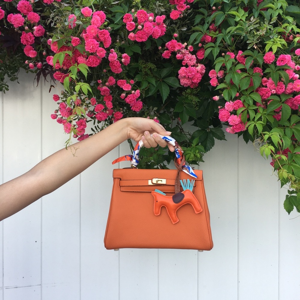 Mini Kelly Retourne Inspired 25cm Orange Bag